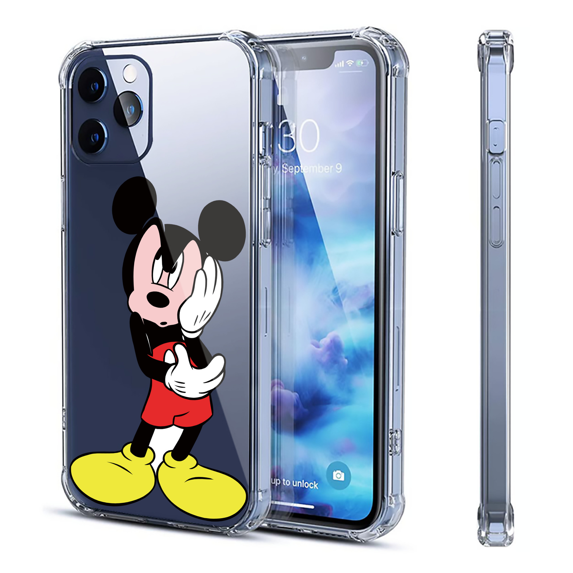 （画像用） ミッキーマウス Mickey Mouse 【iPhone 12シリーズ対応】透明スマホケース（クリアソフトケース）